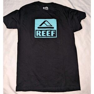 Reef Adult Small Black Short Sleeve Cotton Graphic Print T-Shirt